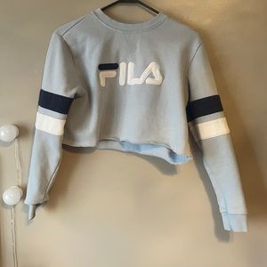 blue long sleeve crop top from FILA
